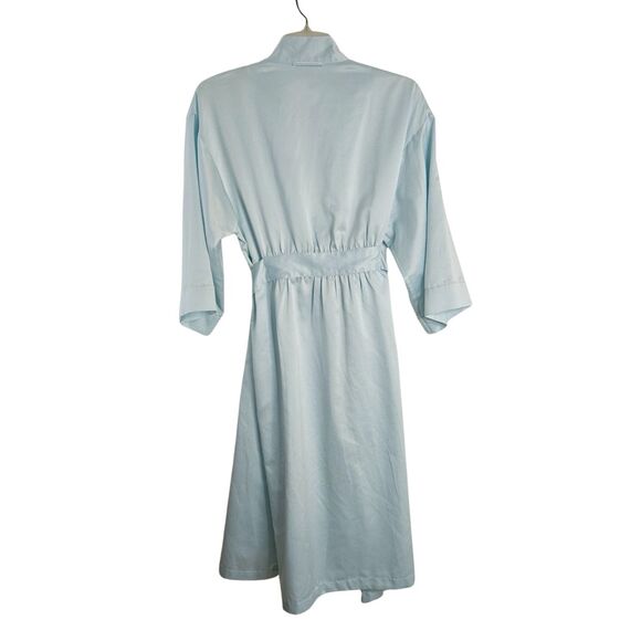 Cabernet by Sleep Sense Robe Womens Medium Blue Wrap Silky Kimono Attached Belt - Picture 3 of 6